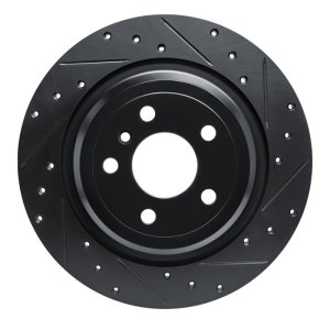 Mercedes-Benz GLE350 Brake Rotor (1) - Rear Right - R1 Concepts - Drilled & Slotted - Black - `12-`18